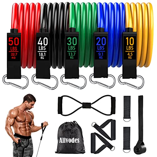 Resistance Bands, Resistance Band Set, Workout Bands, Exercise Bands for Men and Women, Exercise Bands with Door Anchor, Physical Therapy, Shape Body