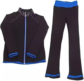 Youthful flying Chaquetas y Pantalones de Entrenamiento de Patinaje sobre Hielo para Niñas Mujer Patinaje Artístico Conjuntos con Forro Polar(Size:S,Color:Azul)