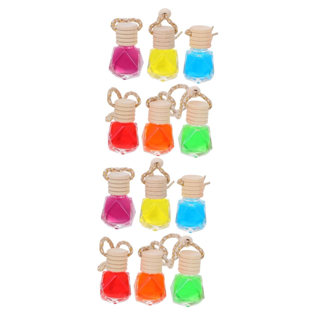 GLEAVI 12piezas Botellas De Perfume De Vidrio Para Coche Difusor De Esencial Adorno Aromático Colgante Diseño Diamante Aromatiza y Purifica El Aire Del Vehículo