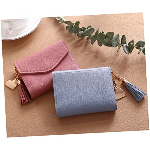 SAFIGLE Women Mini Triple Folded Wallet with Tassel Pendant Deep Grain Purse for Cards and Cash Stylish Wallet for Women and Girls3