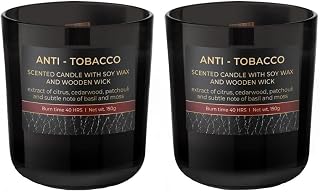 Dekohelden24 Vela perfumada en tarro – Juego de 2 velas perfumadas anti-Tobacco, L-B-H 8, 5 x x x cm, 150 g, UF-Anti-Tobacco-2, color negro