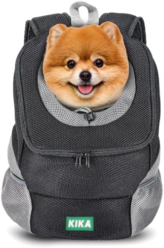 KIKA Pets Head Out Dog Carrier Backpack Puppy Dog Travel Carrier Front Pack Breathable Head-Out Backpack Carrier for Small Dogs Cats Rabbits (Large Size, L)