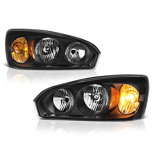 VIPMOTOZ Black Housing OE-Style Headlight Headlamp Assembly For 2004-2007 Chevy Malibu & 2008 Classic Model, Driver & Passenger Side