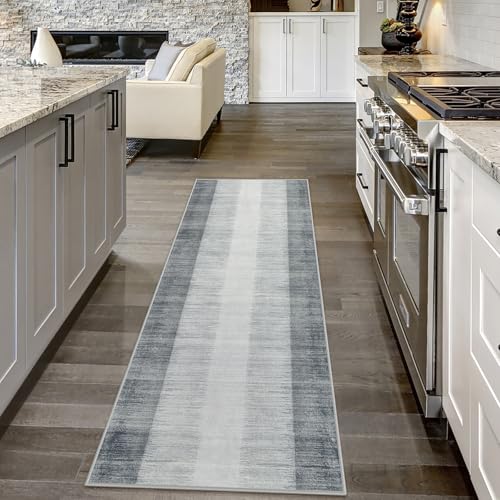 Lahome Grey Modern Ombre Runner Rug 2x6, Washable Hallway Carpet - image 1