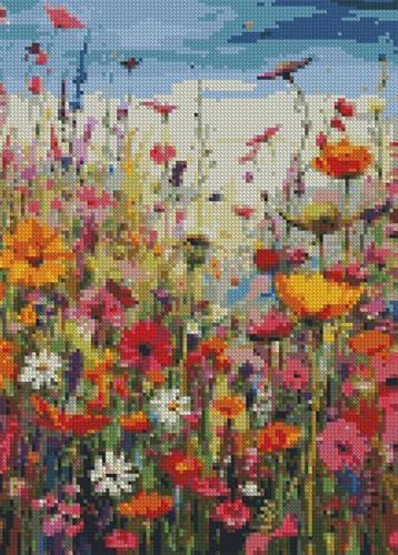 Kits de ponto cruz estampado com flores – Kits de ponto cruz contado com bordado para iniciantes e a