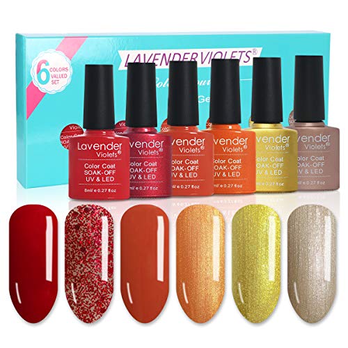 Lavender Violets Nail Gel Polish Kit UV LED Soakoff Gel 6.Bot F824