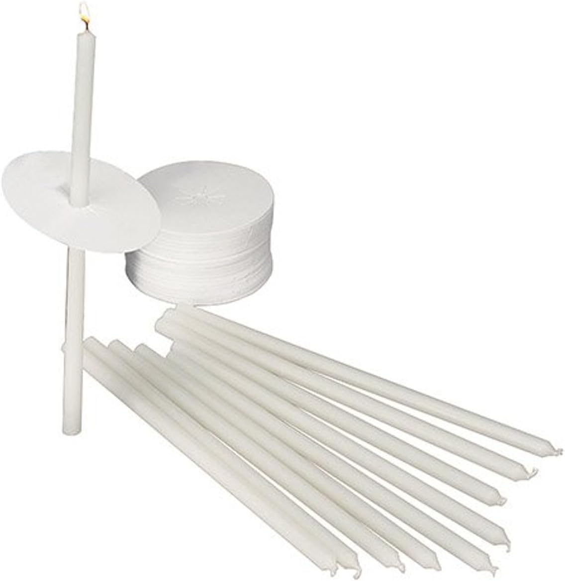 Candlelight Service Kit Natural Wax Blend and Paper Unscent Long Hours Lasting Candle for Devotion Religious Prayer Candles, Pack of 50