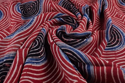 Image of Ethnics of Kutch Women's Ajrakh Modal Silk Natural Dye Hand Block Print Unstitched Kurta Fabric (For Lenght - Refer Bullet Point Below)