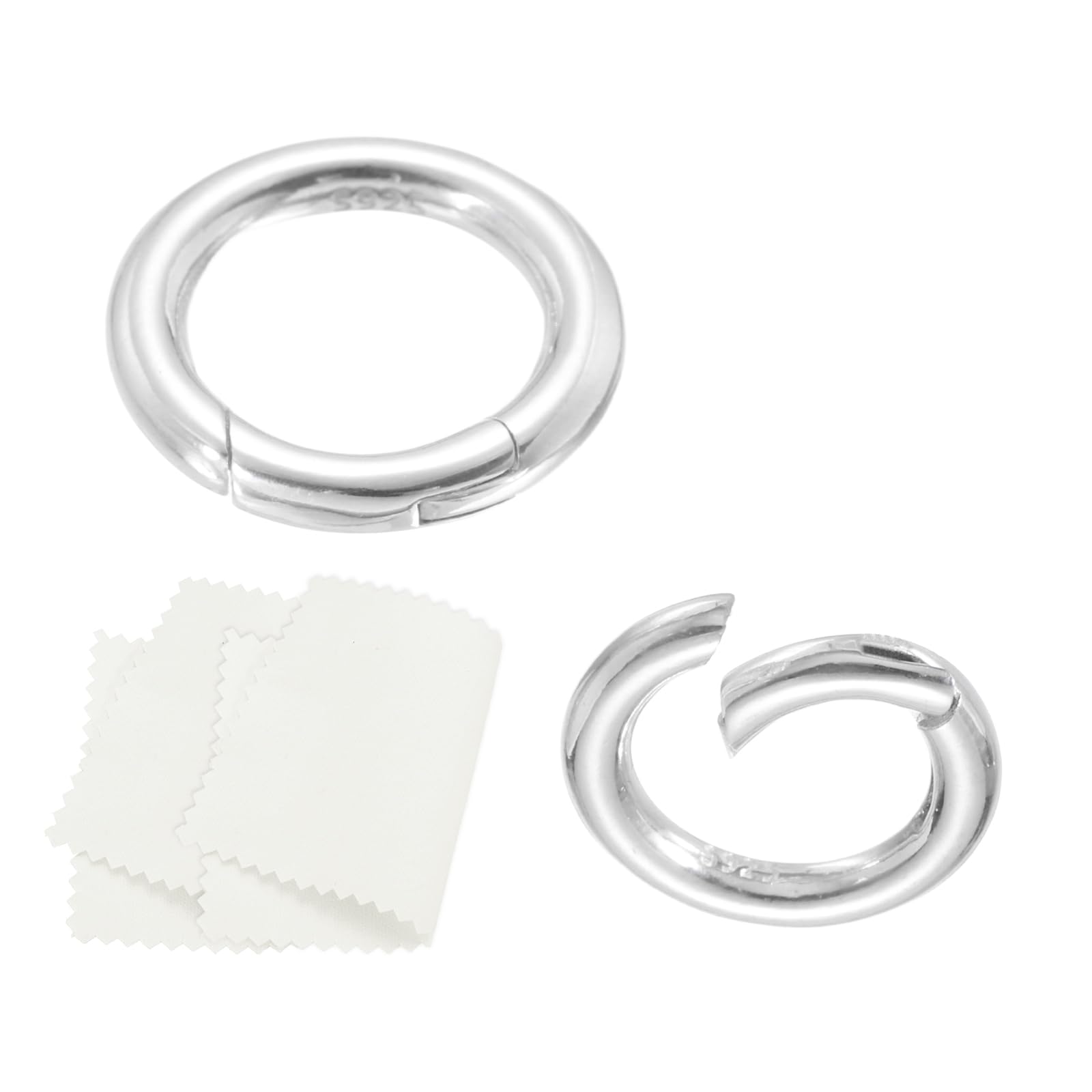 PATIKIL 14.5mm 925 Sterling Silver Spring Gate Rings, 2Pcs Round Spring Clasps Necklace Enhancer Shortener Closures Connector for Jewelry Making Necklaces DIY, Silver Tone