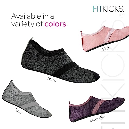 FITKICKS Original Women's Foldable Active Lifestyle Minimalist Footwear Barefoot Yoga Sporty Water Shoes, Heathered Black/Black, Small3