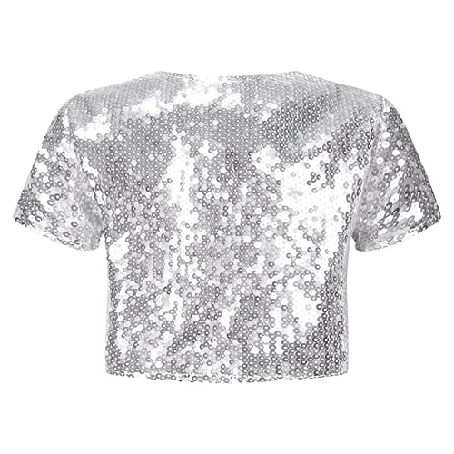 Choomomo Kids Girls Short Bolero Shrugs for Dresses Open Front Short Sleeve Sparkly Sequin Cropped Cardigan2