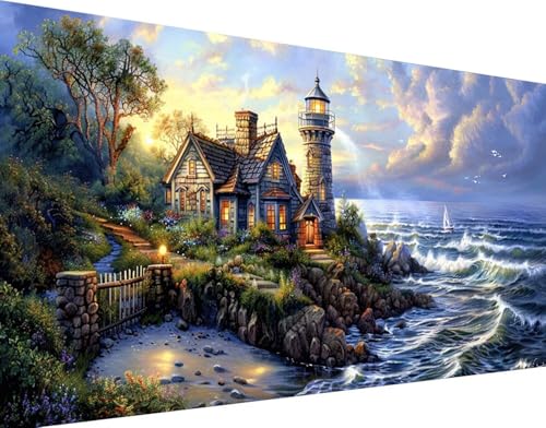 Kit complet de broderie diamant 5D grand format 60x120cm motif mer pour décoration murale S-6