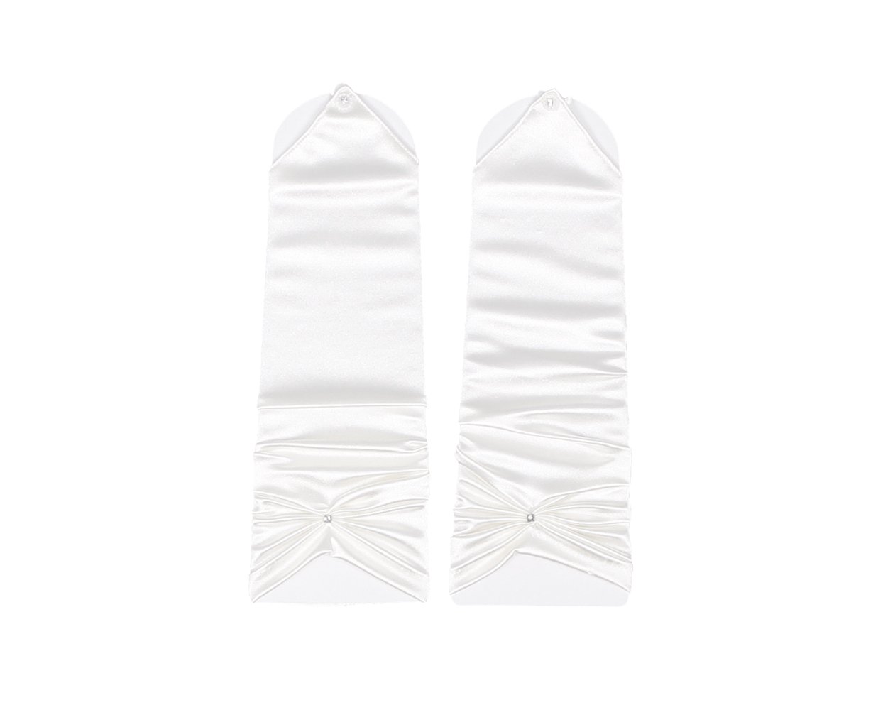 Flora Satin Bridal Prom Fingerless Gloves,ruffle & diamantes (WHITE)