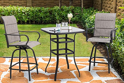 Shintenchi 2 Piece Patio Swivel Bar Stools, Outdoor Height Bar Patio Stools& Bar Chairs Set Of 2 With High Back, All-Weather Textile Outdoor High Top Bistro Chairs,Thickened Back Version #TOP5