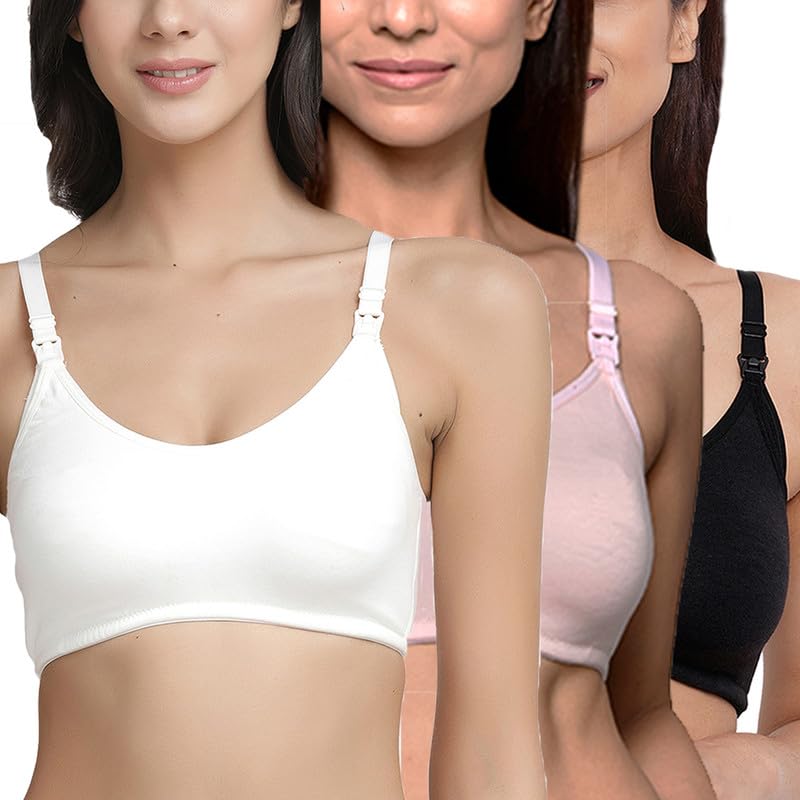 Image of Inner Sense Organic Cotton Bamboo Nursing Bra for Women I Non Padded Feeding Bra with Keyhole Back Design I Wire Free Maternity Innerwear with Full Coverage