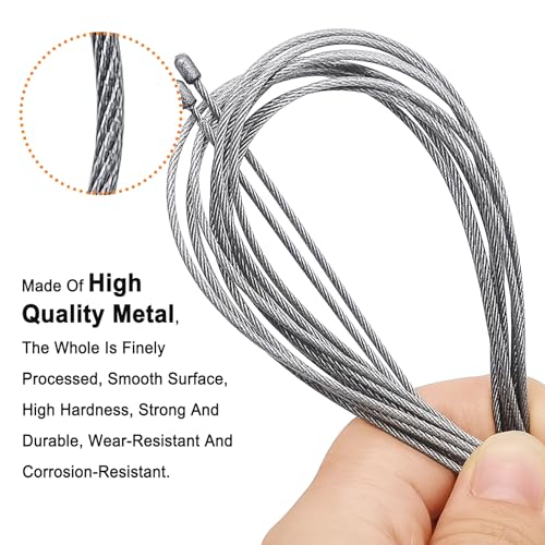 Image of 2sets Adjustable Hanging Wire Kit-2pcs 1.5meter /59.1in Stainless Steel Wire Rope+2pcs Spring Hook Hanging Disc-2sets Portable Hook & Eye Turnbuckle Tension for Furniture, Lamp,Picture(Silver)