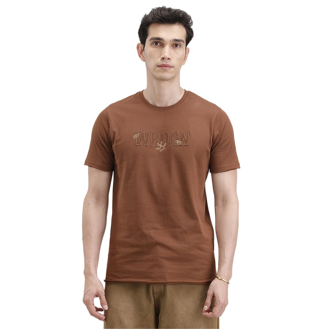 wrogn Men's Pure Cotton T-Shirt | Embroidered | Slim Fit-picture-28