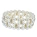 Topwholesalejewel Bridal Bracelet Gold Crystal Rhinestone Accents on White Pearl 3 Strand Row Stretch Bracelet