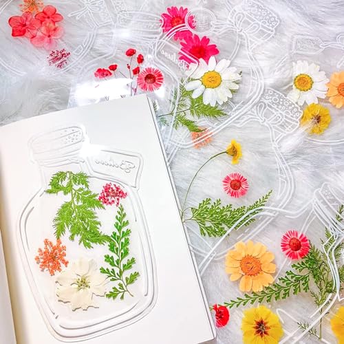 Transparent Dried Flower Bookmarks Kaluofan 40Pcs Dried Flower Bookmark Kit Handmade Dried Flower Bookmarks Handmade DIY Transparent Bookmark Beautiful Flower Page
