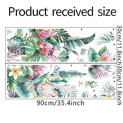 Tropical Leaf Green Leaves Flower Wall Decals Monstera Palm Tree Leaf Plants Wall Stickers Bedroom Living Room Tv Wall Door Decor Murals (Tropical Leaf Flower) #TOP6