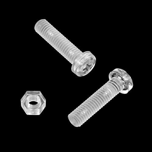 Miniatura 10 de WDONAY Juego de 100 tornillos y tuercas acrílicas transparentes de 0.28 pulgadas de diámetro, cabeza redonda, Phillips, tornillos de plástico con