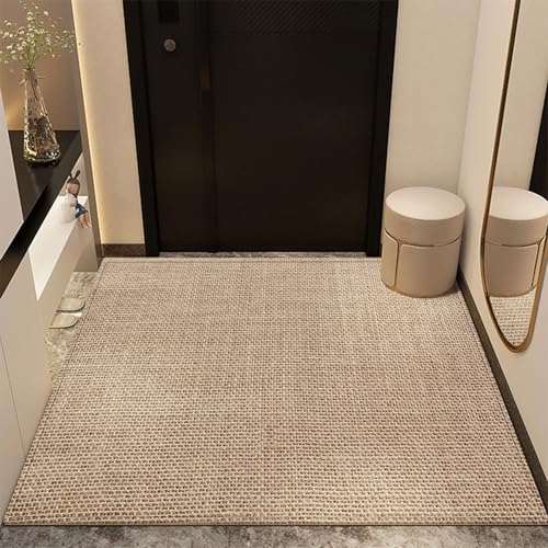 Alfombra Entrada a Casa, Felpudo Antideslizante y Atrapapolvo, Tapete de Bienvenida, Fácil de Cuidar, Felpudo Decorativo para Exteriores, Pasillos, Puertas y Cocina,Caqui,100x120cm