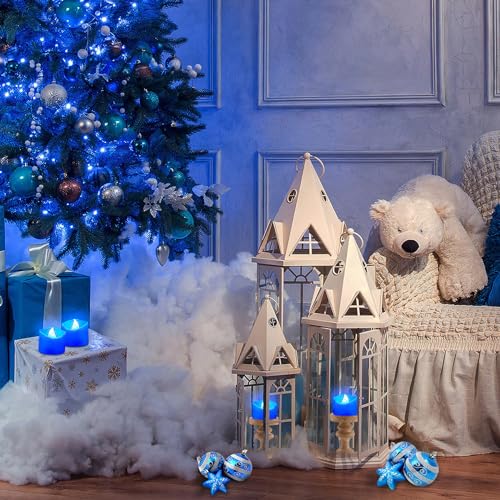Velas LED de té azul con efecto parpadeante eléctrico para decoración segura 3