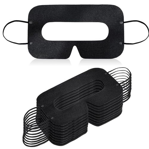 ByteX 200 Pcs Disposable VR Face Mask Breathable Cover Eye Mask for VR Nonwoven Fabric Sanitary VR Mask, VR Eye Cover Pad - Comfortable, Protective, Sweat-Absorbent Face Covers (Black)