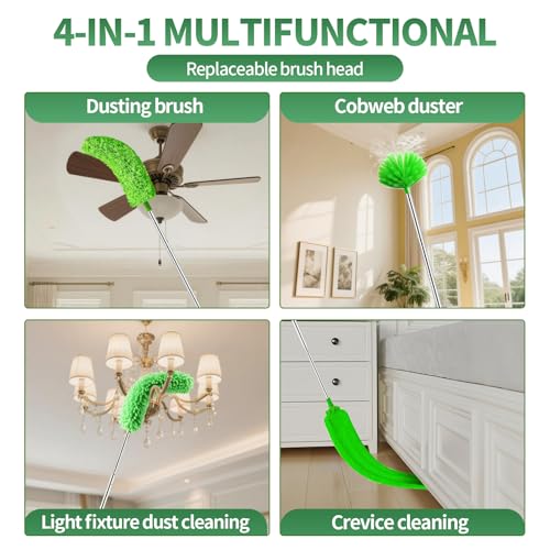 Image of dusters for Cleaning extendable Long Handle,Webster Cobweb Duster with Extension Pole,Spider Web Remover Brush with Pole,Outdoor Web Cleaner Outside for use on Ceilings, cabinets, Walls, Light