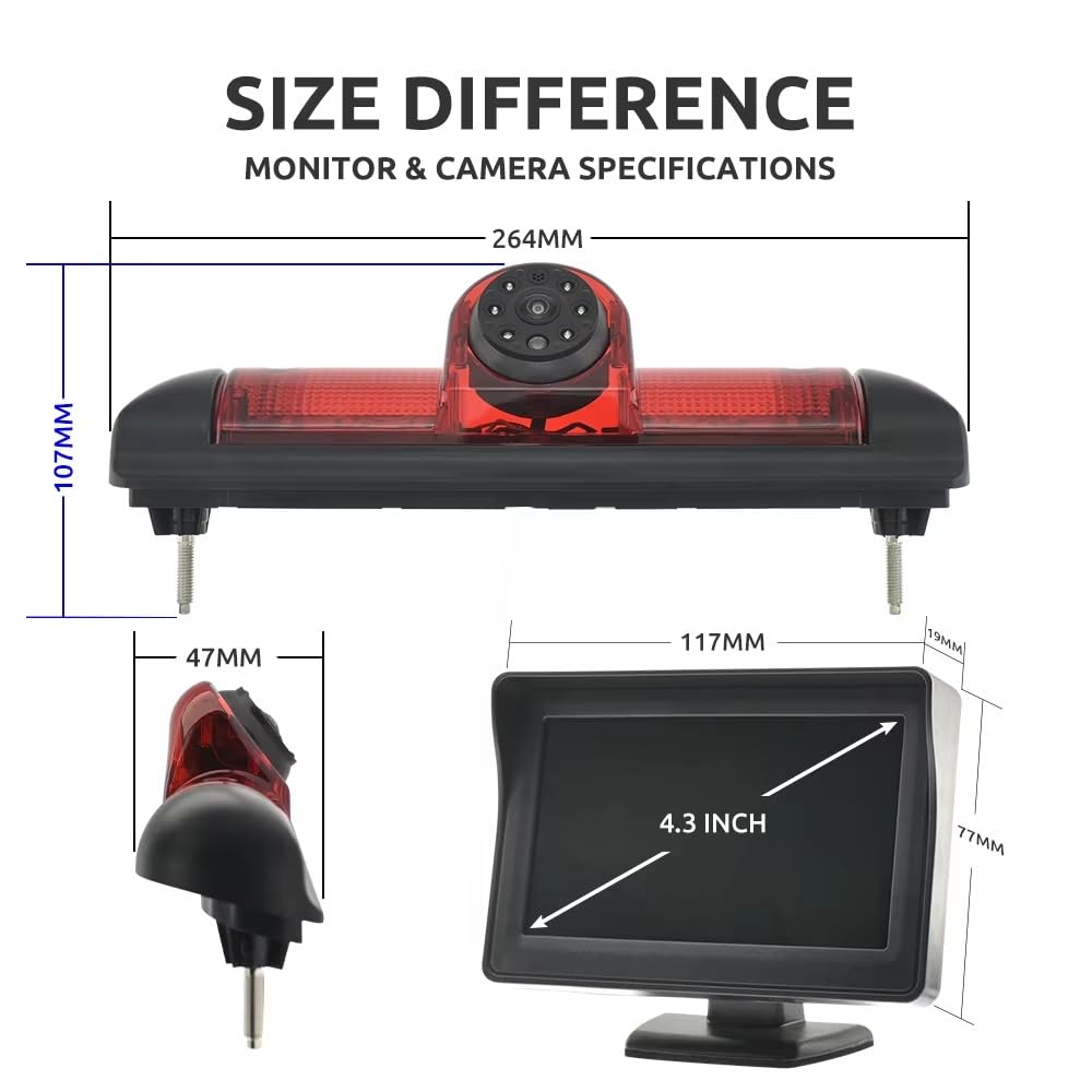 Rückfahrkamera Für Peugeot Für Boxer 2006-2015 Auto Rückansicht Kamera CCD HD Bremse Licht 4,3 Zoll Monitor(A)