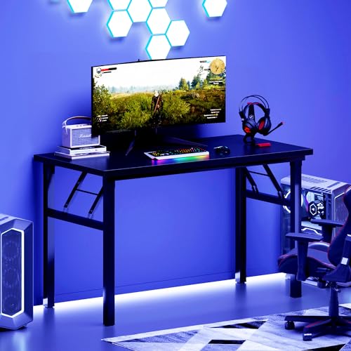 Image of DlandHome 47 Inch Folding Computer Desk, Fully Assembled, Black
