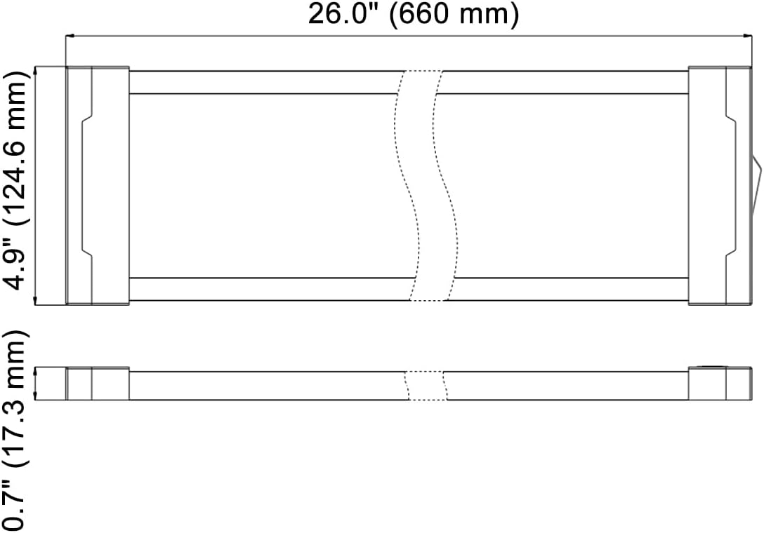Raycharm RV Marine Boat Interior LED Ceiling Light Fixture 26.0" x 4.9" Surface Mount, 6000K Cool-White Even Diffused Beam, High Light-Output Low Ampere Draw, 12V/24V DC, On/Off Rocker Switch, 1-Pack