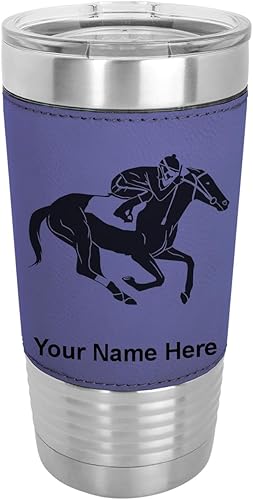 Vista 71 de LaserGram Vaso aislado al vacío de 20 onzas, carreras de caballos, grabado personalizado incluido (cuero sintético, rústico)