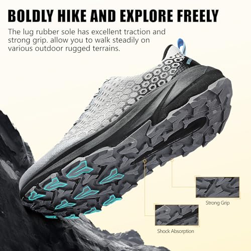 Image of Men's Wide Trail Running Shoes Comfortable Cushioned Hiking Walking Shoes with Arch Support Stability Non Slip Workout Cross Training Sneakers