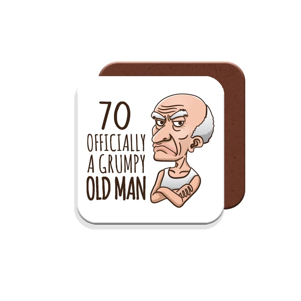 Muggz Coaster 70Th Birthday Gift - Grumpy Old Man - Giftset - Made By In The Uk