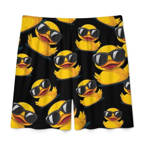 Yellow Rubber Duck in Glasses Men's Pajama Bottoms Lounge Pj Shorts Stretch Sleep Shorts for Home Vacation Beach4