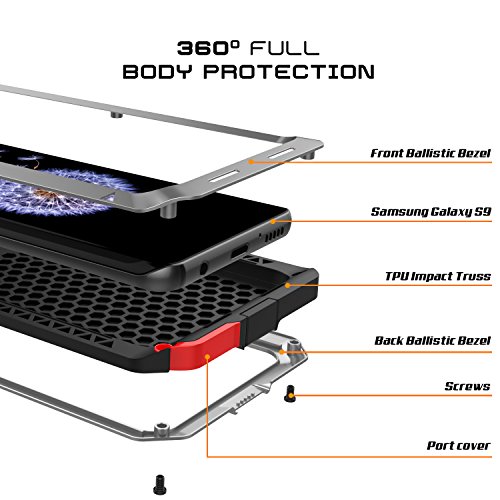Galaxy S9 Metal Case, Heavy Duty Military Grade Armor Cover [Shock Proof] Hybrid Full Body Hard Aluminum & Tpu Design [Non Slip] W/Prime Drop Protection For Samsung Galaxy S9 [Silver] #TOP2