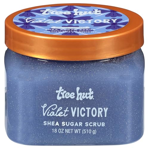 Image of Tree Hut Violet Victory Shea Sugar Scrub, Exfoliating, Hydrating & Moisturizing Body Scrub with Shea Butter & Natural Oils, Smooth & Soften Skin, Polishing Exfoliant for Radiant Skin, 18 oz