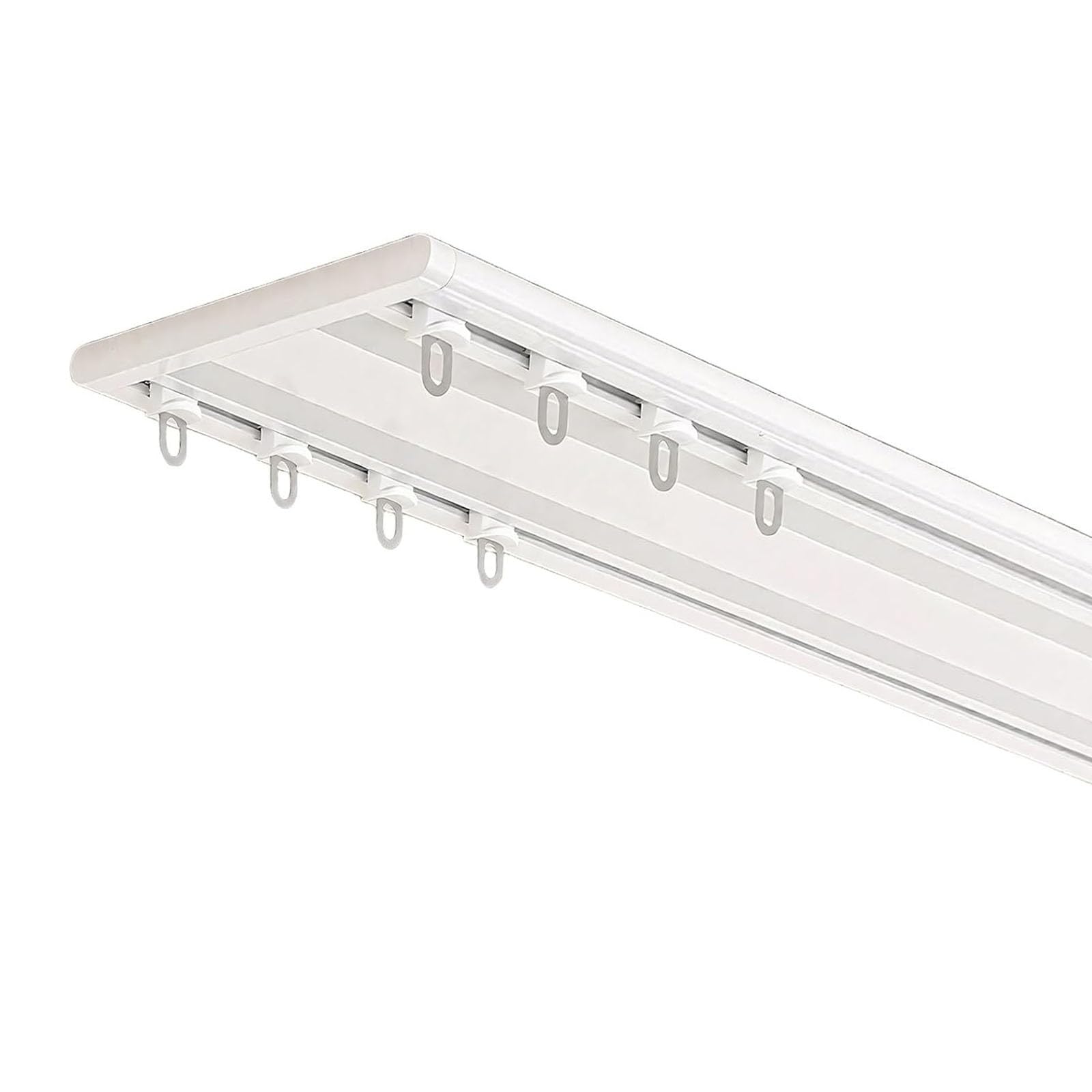 Double Ceiling Curtain Track Rail 1m~5m Heavy Duty Metal Room Divider Screen Ultra Thin Top Mount Window Track With Mute Gliders For Living Room Bedroom Sliding Door(White,3.3M/10.8FT)