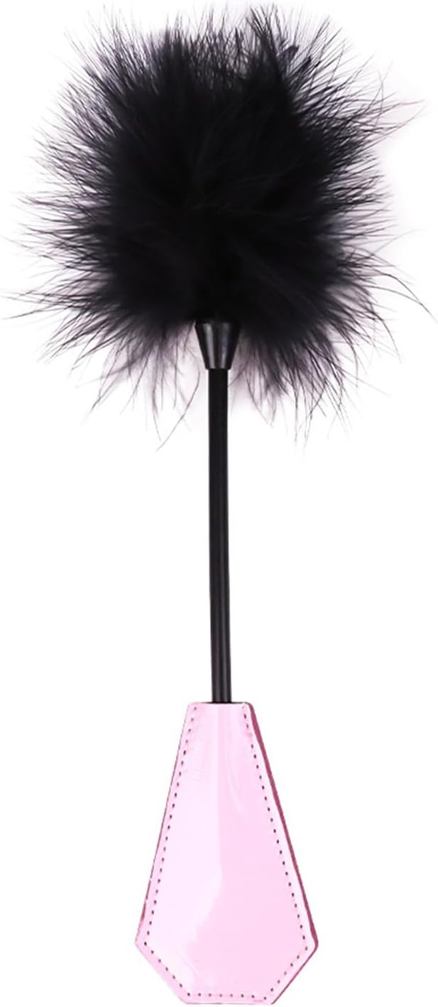 Double-Headed Erotic Feather Flapping Paddle Glossy Leather Paddle Plush Feather Role-Playing Props Couple Flirting Feather Tickler