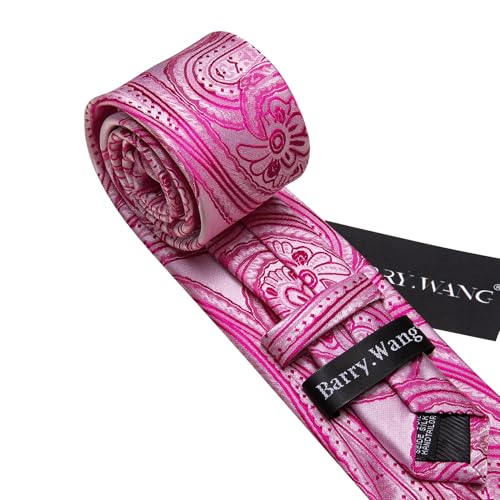 Image of Barry.Wang Men Tie Set Floral Paisley Silk Necktie Pocket Square Cufflinks Formal Wedding Party Business