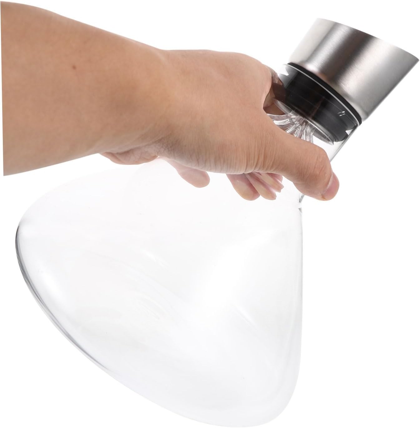 Glass Decanter with Flat Aerator Design for Faster Wine Solid Glass Liquor Dispenser with Large Opening Easy to Use Wine Pitcher for Enhanced Flavor and Aroma