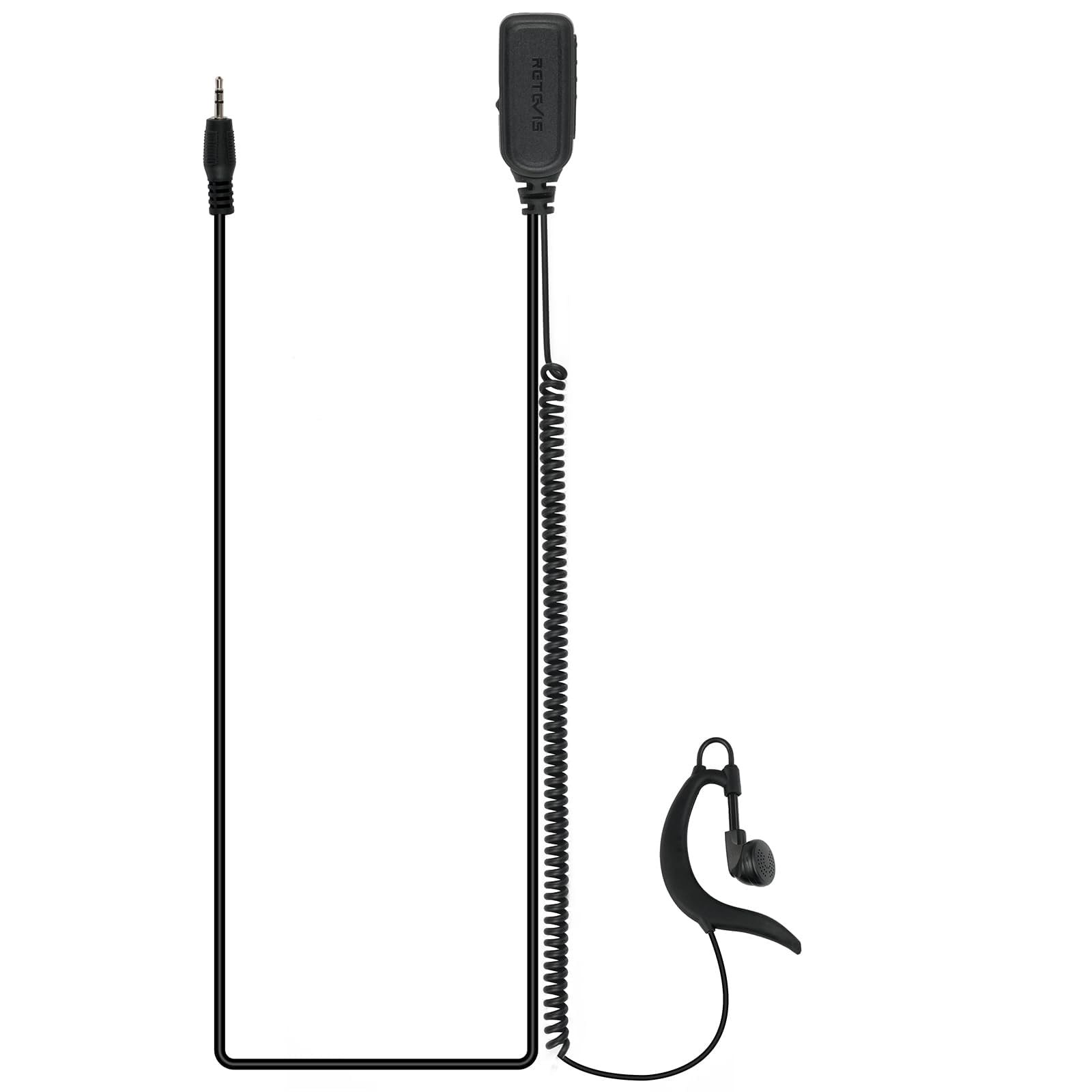 Retevis RB48 - Auricular Walkie Talkie de 1 pin de 2,5 mm, VOX, cable en espiral, compatible con RB48 RB48 Plus RB48A RB48 Pro RT49 RT49B RT49P Radio bidireccional con gancho en forma de G (paquete de