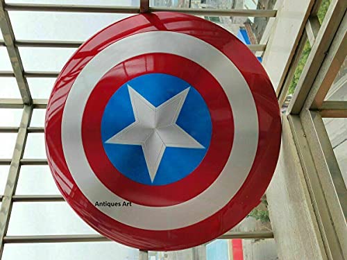 1:1 Avengers Metal Shield 75th Anniversary Captain America Shield Replica Winter Soldier | Marvel the Avegers | Gift | Decoration | Italian Quality | 100% Leather Straps | Aluminum Avengers Falcon And Winter Soldier Shield Replica America Shield Movi