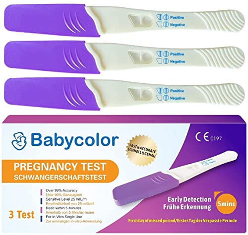 Babycolor Test de Grossesse 3 Test de Grossesse Précoce 25 MIU/ml Pregnancy Test HCG 99% de Précision Cover