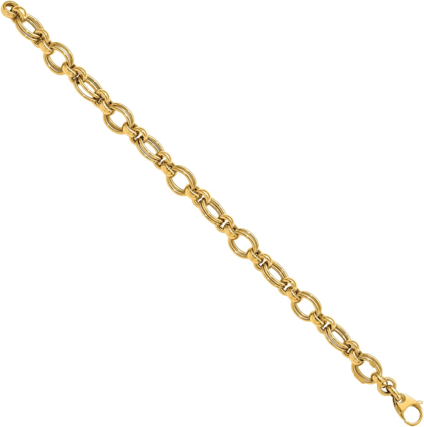 IceCarats 14K Solid Yellow Gold 7mm Chunky Link Chain Bracelet 7.5 inch 3d Sculpted, Polished For Her