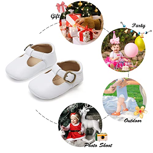 Felix & Flora Soft Sole Leather Baby Shoes - Infant Baby Walking Shoes Moccasinss Rubber Sole Crib Shoes(White,2.5-3 Years Toddler) #TOP5
