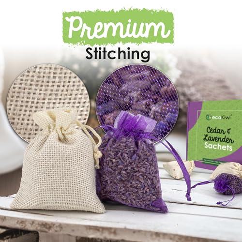 EcoKiwi Cedar & Lavender Sachets – 20 Sachets for Home Fragrence and Fresh Scents, Cedar & Lavender Sachet for Drawers and Closest, Dual-Purpose Sachet to Stop Clothes Damage and Closest Freshness - Image 6