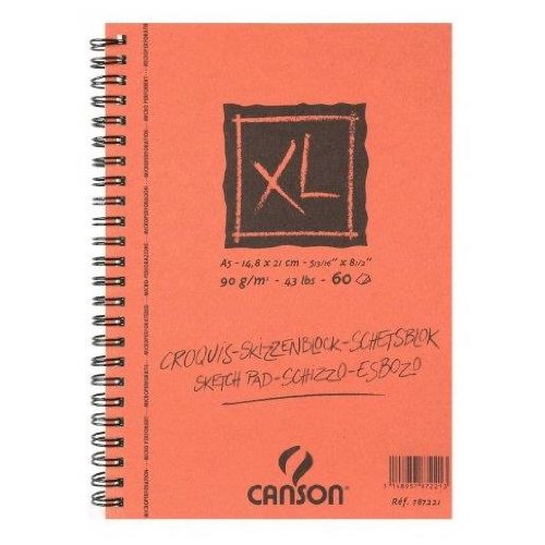 Canson XL Sketch Pad, A5 Size, 60 Sheets, Lightly Grained Paper For Pencil, Charcoal & Pastel