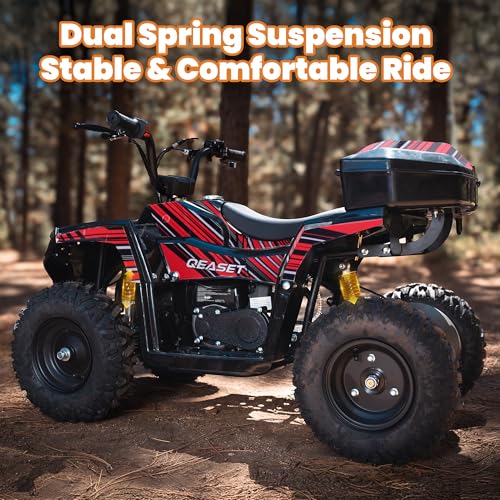 Image of XW-A19 40CC Four Wheeler 4-Stroke Gas Powered ATV Quad for 6+, Kids 4 Wheeler with Parental Speed Control, 15 MPH Max, 165 lbs Capacity, Pull Start, LED Headlight and Rear Storage Box (Red02)